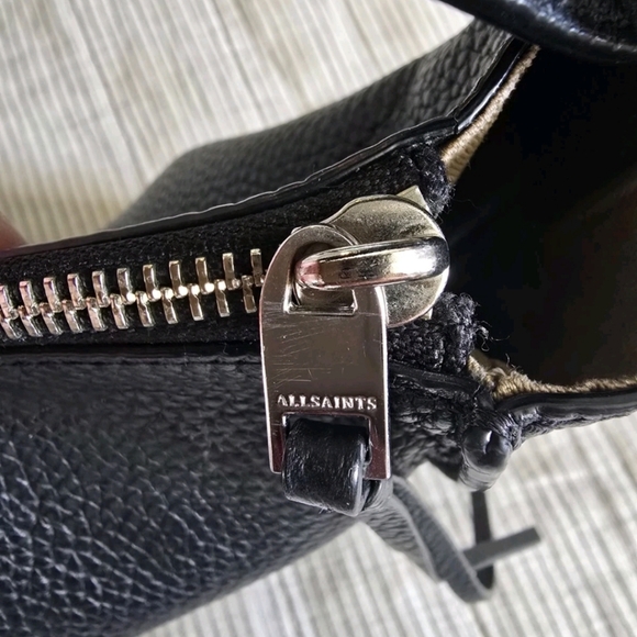 $319 ALLSAINTS All Saints Kita Pebbled Leather Crossbody Shoulder Bag Black - Picture 5 of 10